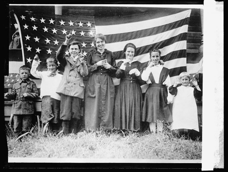 Deaf children signing