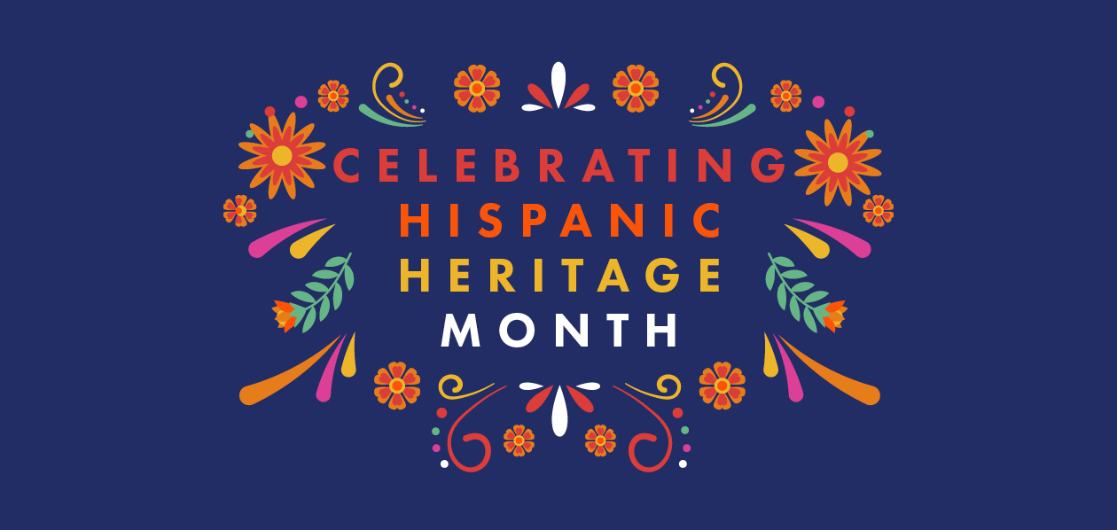 Graphic with text reading celebrating Hispanic Heritage Month