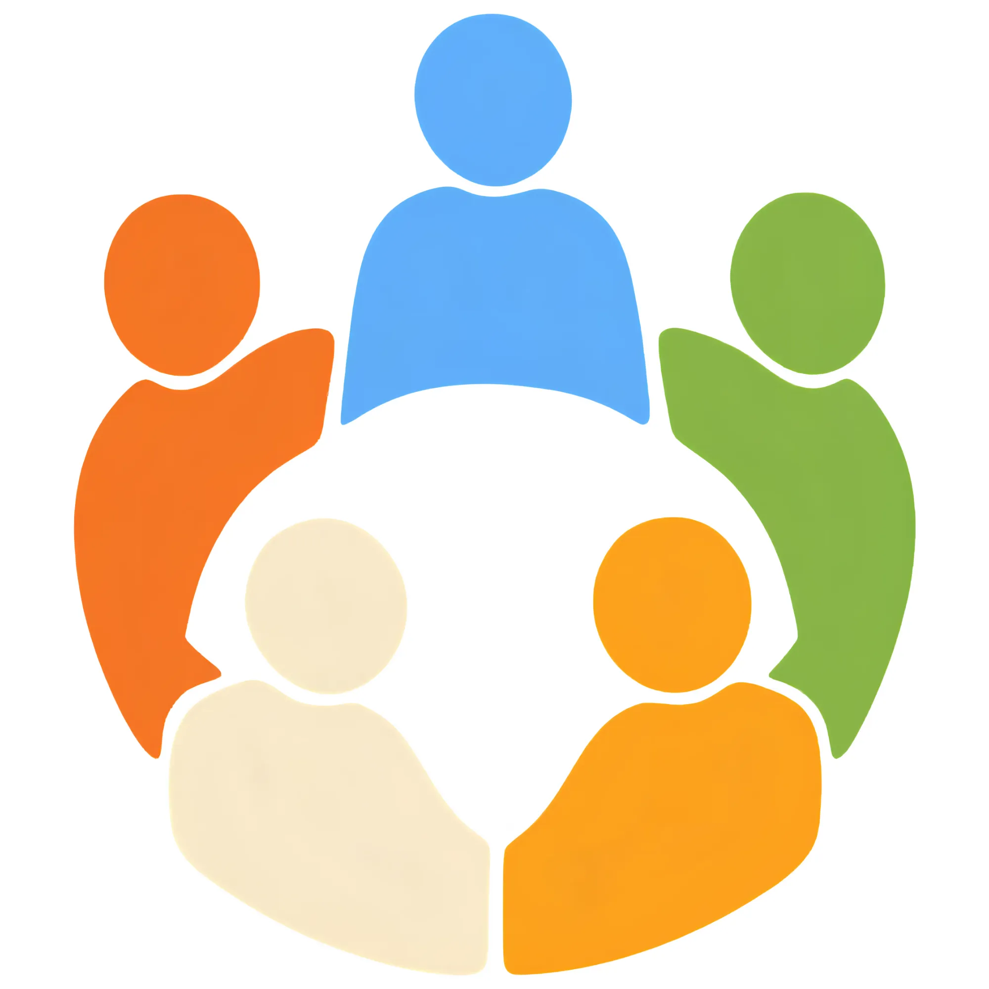 clip art of five people facing each other in a circle